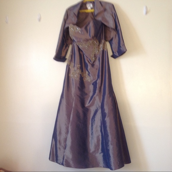 Formal beaded strapless gown with cropped jacket - Picture 7 of 8